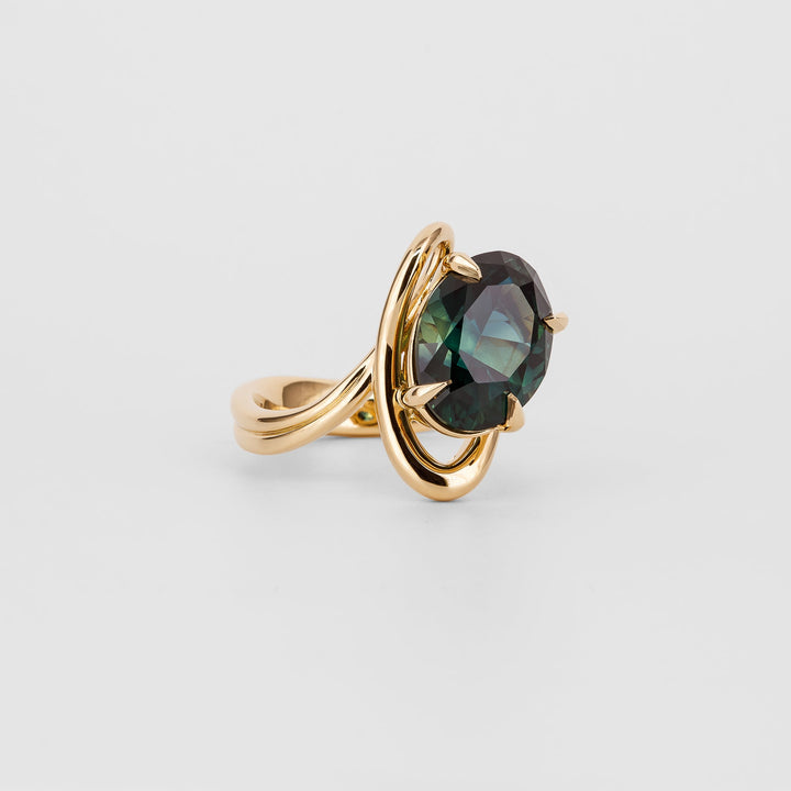 1.50CT-2.50CT Oval  Australian teal sapphire Diamond Engagement Ring