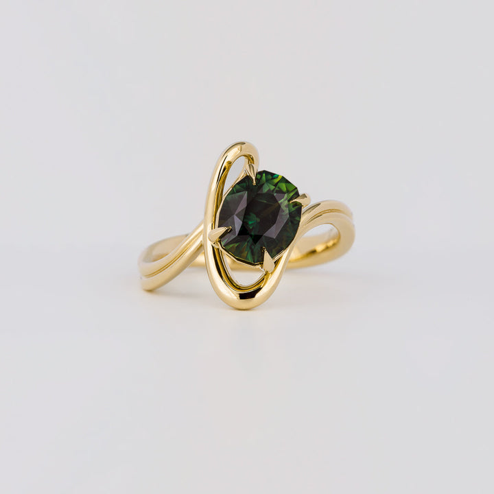 1.0CT-2.0CT Green Oval Cut Lab Grown Diamond Antique Engagement Ring