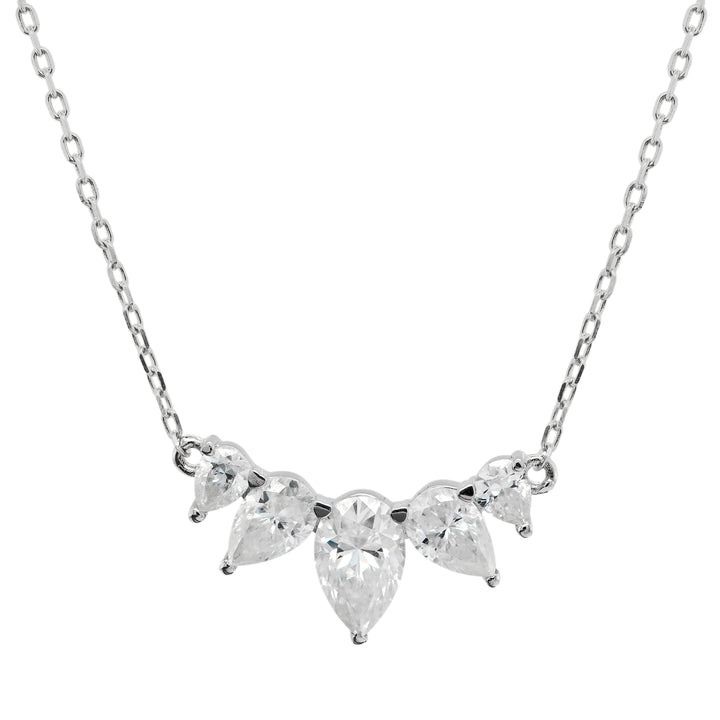 1.0CT Pear Cut Moissanite Five Stone Diamond Necklace For Her
