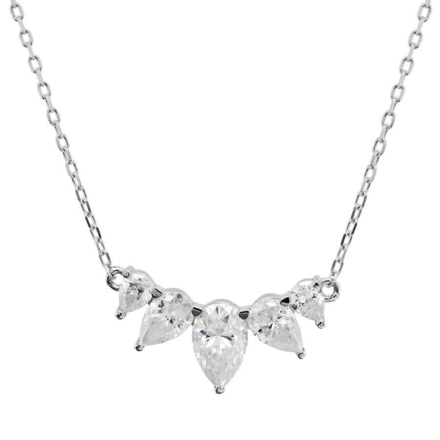 1.0CT Pear Cut Moissanite Five Stone Diamond Necklace For Her