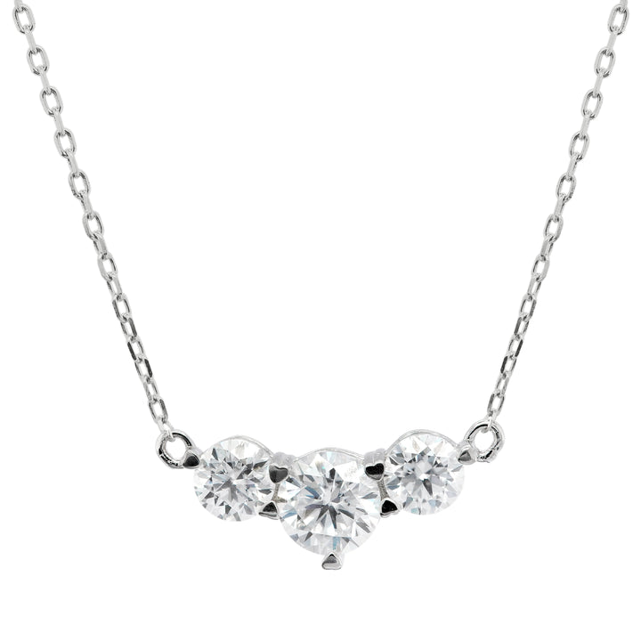 1.0CT Round Cut Three Stone Moissanite Diamond Necklace For Women