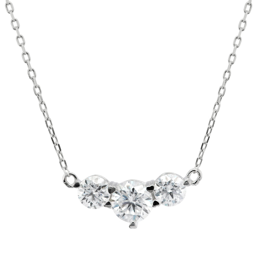 1.0CT Round Cut Three Stone Moissanite Diamond Necklace For Women