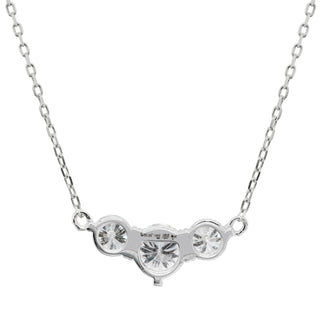 1.0CT Round Cut Three Stone Moissanite Diamond Necklace For Women