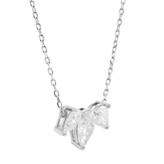 1.0CT Pear Cut Three Stone Moissanite Diamond Necklace For Women