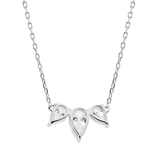 1.0CT Pear Cut Three Stone Moissanite Diamond Necklace For Women