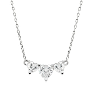 1.0CT Heart Cut Three Stone Diamond Moissanite Necklace For Her