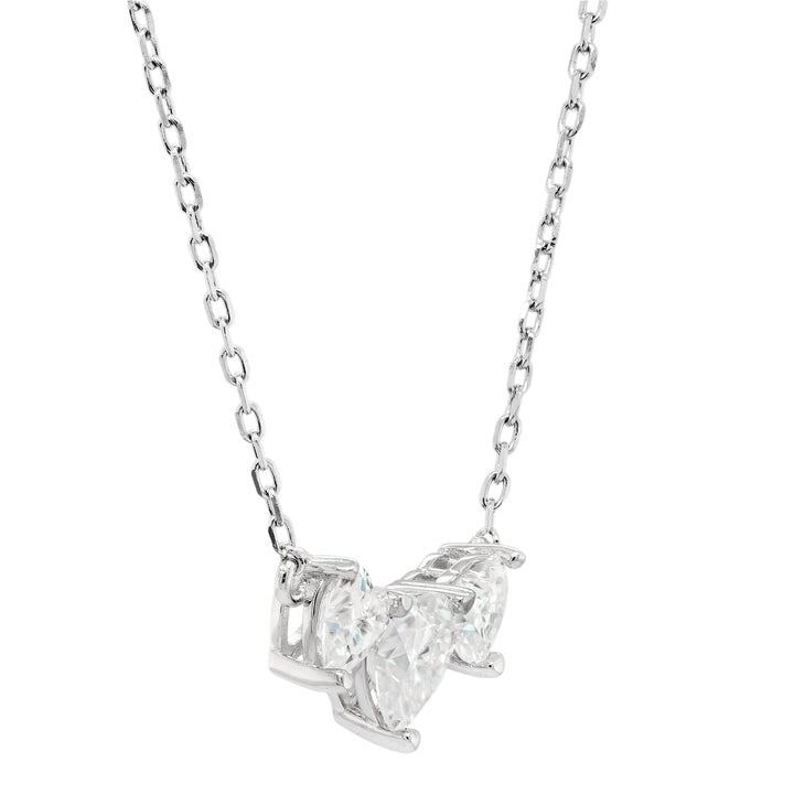 1.0CT Heart Cut Three Stone Diamond Moissanite Necklace For Her