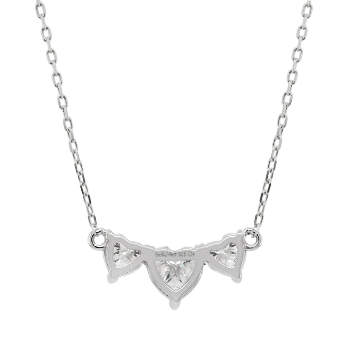 1.0CT Heart Cut Three Stone Diamond Moissanite Necklace For Her