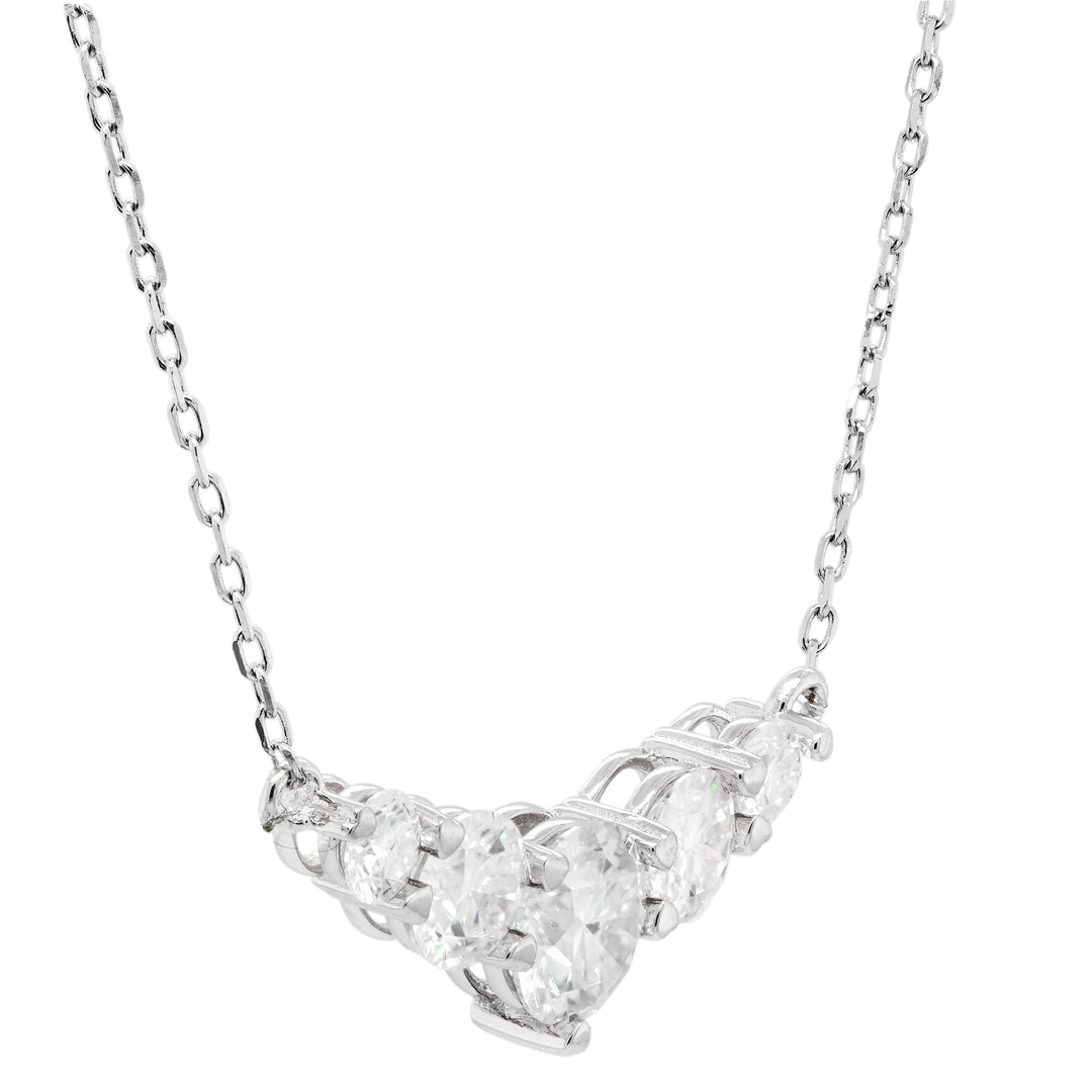 1.0CT Round Cut Moissanite Five Stone Diamond Pendant Necklace For Her