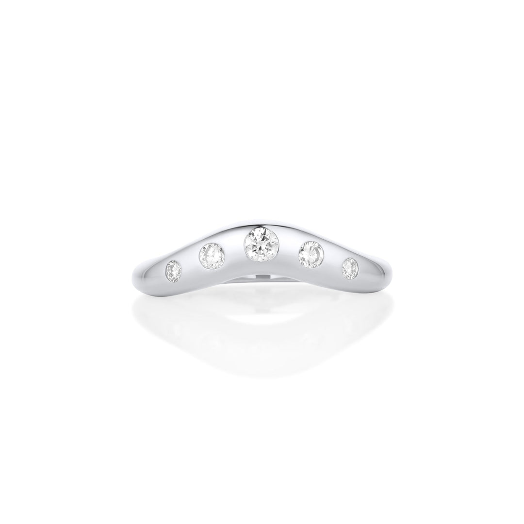 Round Diamond CVD EF/VVS Unique Dome Curved Wedding Band