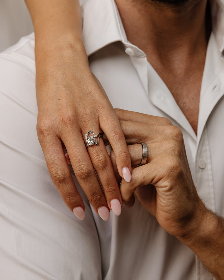 1.50CT-2.50CT Oval Lab Grown Diamond Unique Wave Engagement Ring