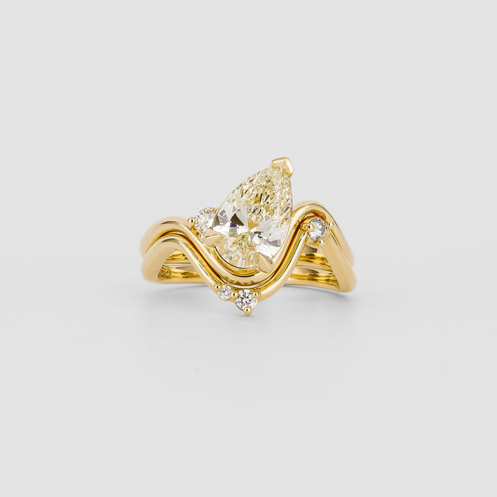 1.0CT-2.0CT Yellow Pear CVD Diamond Unique Engagement Ring