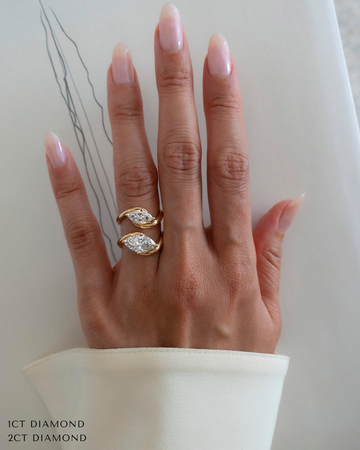 1.0CT-2.0CT Marquise Cut Lab Grown Diamond Antique Engagement Ring