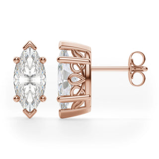 1ct Marquise Cut Moissanite Diamond Solitaire Stud Earrings