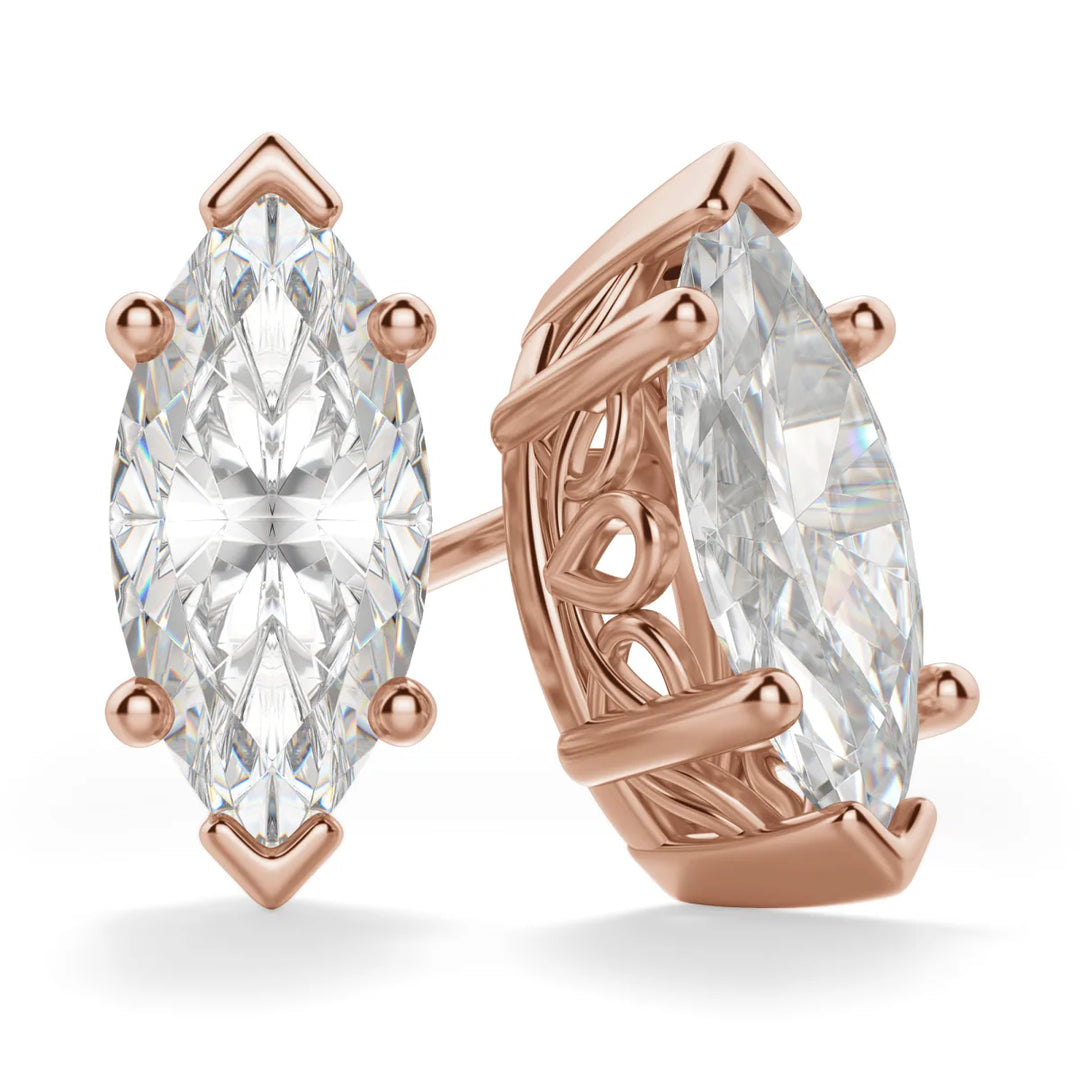 1ct Marquise Cut Moissanite Diamond Solitaire Stud Earrings