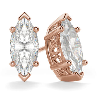 1ct Marquise Cut Moissanite Diamond Solitaire Stud Earrings