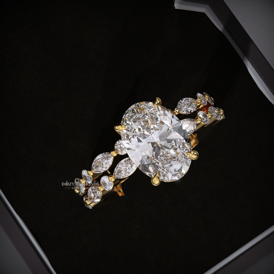 Oval Lab Grown Diamond
Marquise Pavé Band
Oval Engagement Ring
Lab Created Diamond Ring