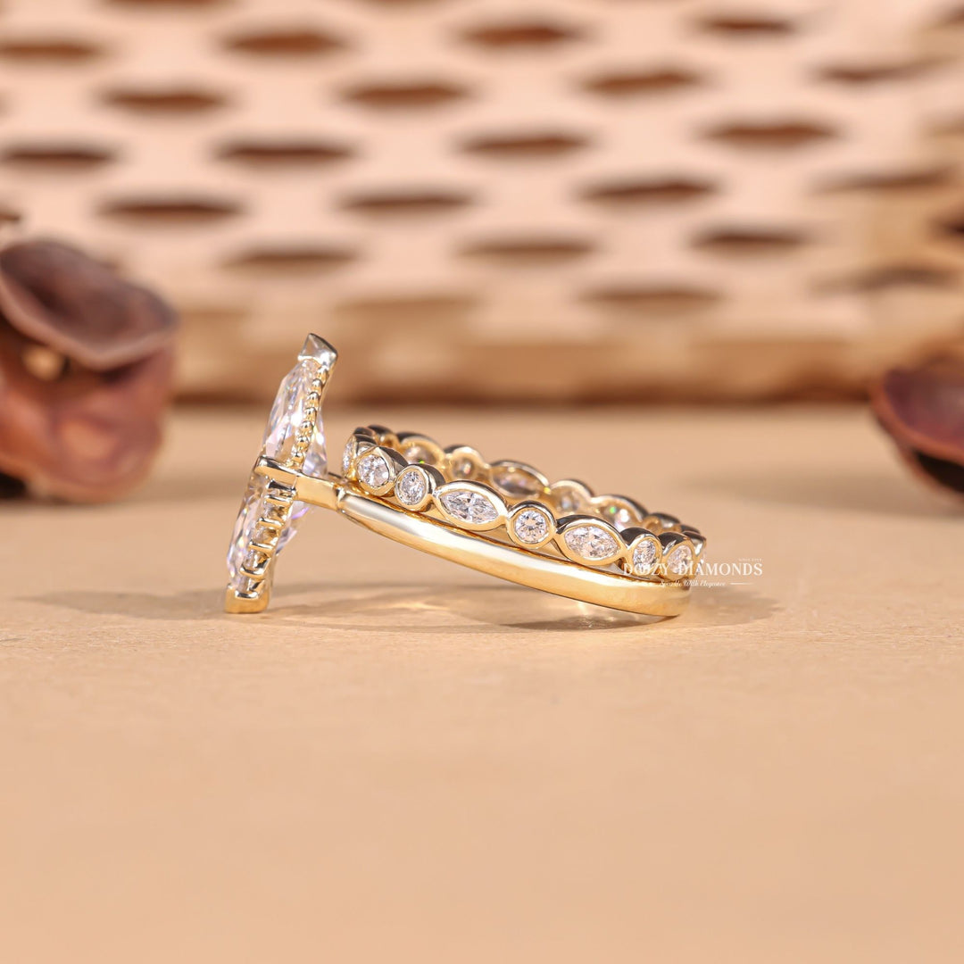  Marquise cut bridal ring and wedding band set, Marquise cut bridal set with matching band, Marquise cut bridal set with wedding band, Marquise cut bridal set with enhancer, Marquise cut bridal set with