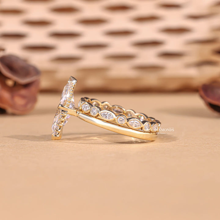  Marquise cut bridal ring and wedding band set, Marquise cut bridal set with matching band, Marquise cut bridal set with wedding band, Marquise cut bridal set with enhancer, Marquise cut bridal set with