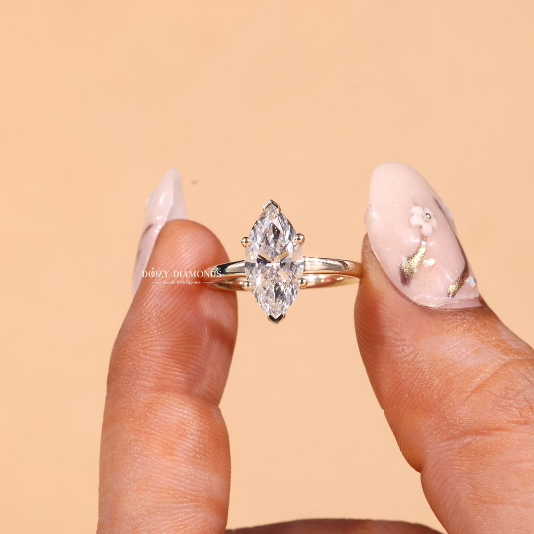 2.0CT - 3.0CT Marquise Cut F/VS2 Lab Grown Diamond Solitaire Engagement Ring - Doozy Diamonds