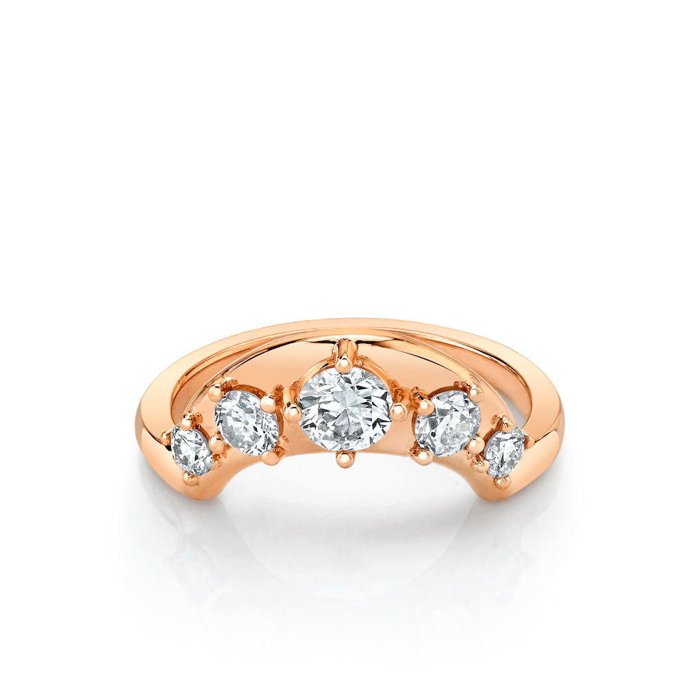 Round Diamond CVD EF/VVS Five Stone Curved Wedding Band