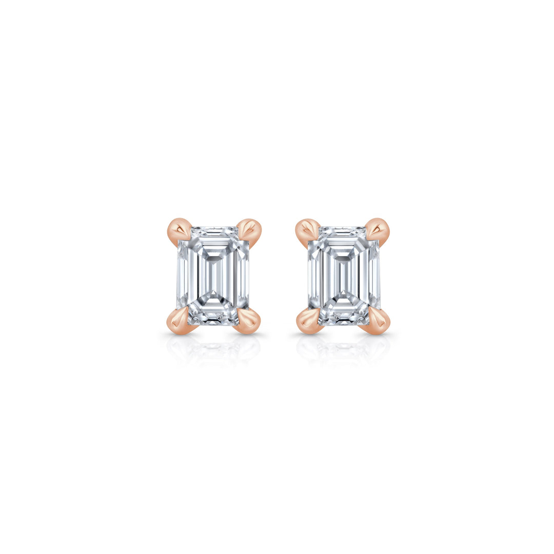 Emerald F-VS1 Lab-Grown Diamond Solitaire Stud Earrings