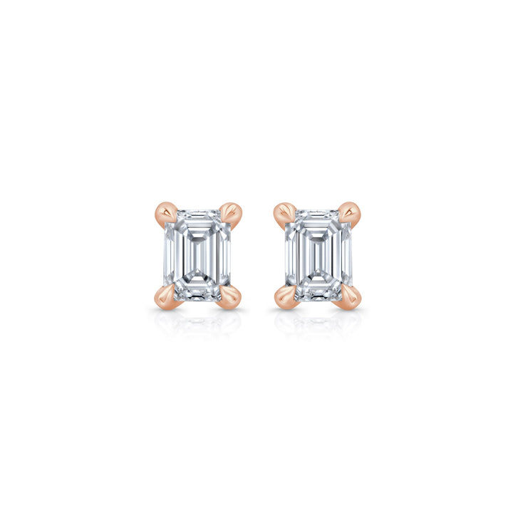 Emerald F-VS1 Lab-Grown Diamond Solitaire Stud Earrings