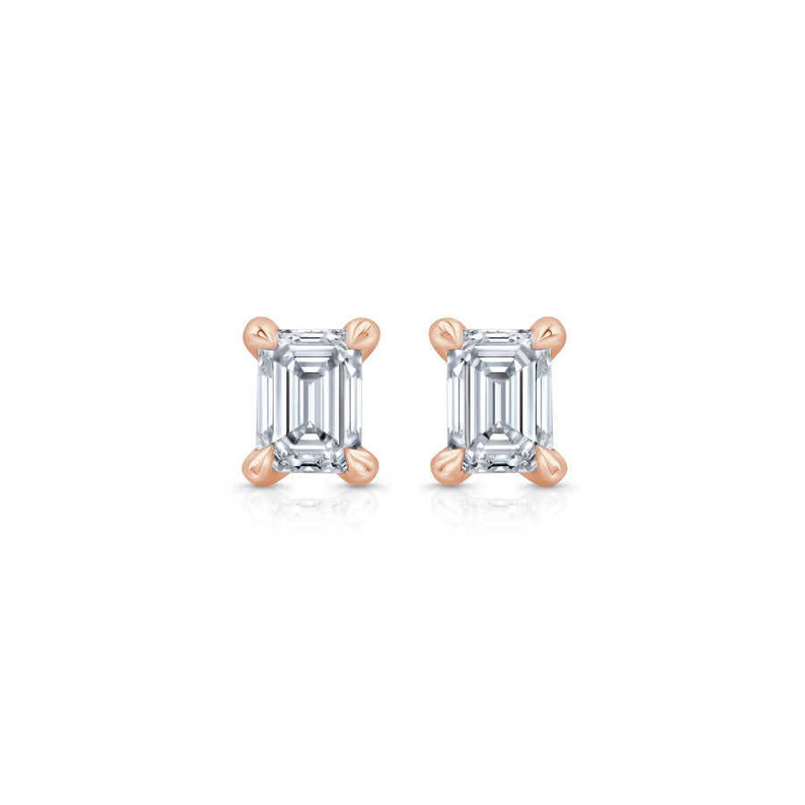 Emerald F-VS1 Lab-Grown Diamond Solitaire Stud Earrings