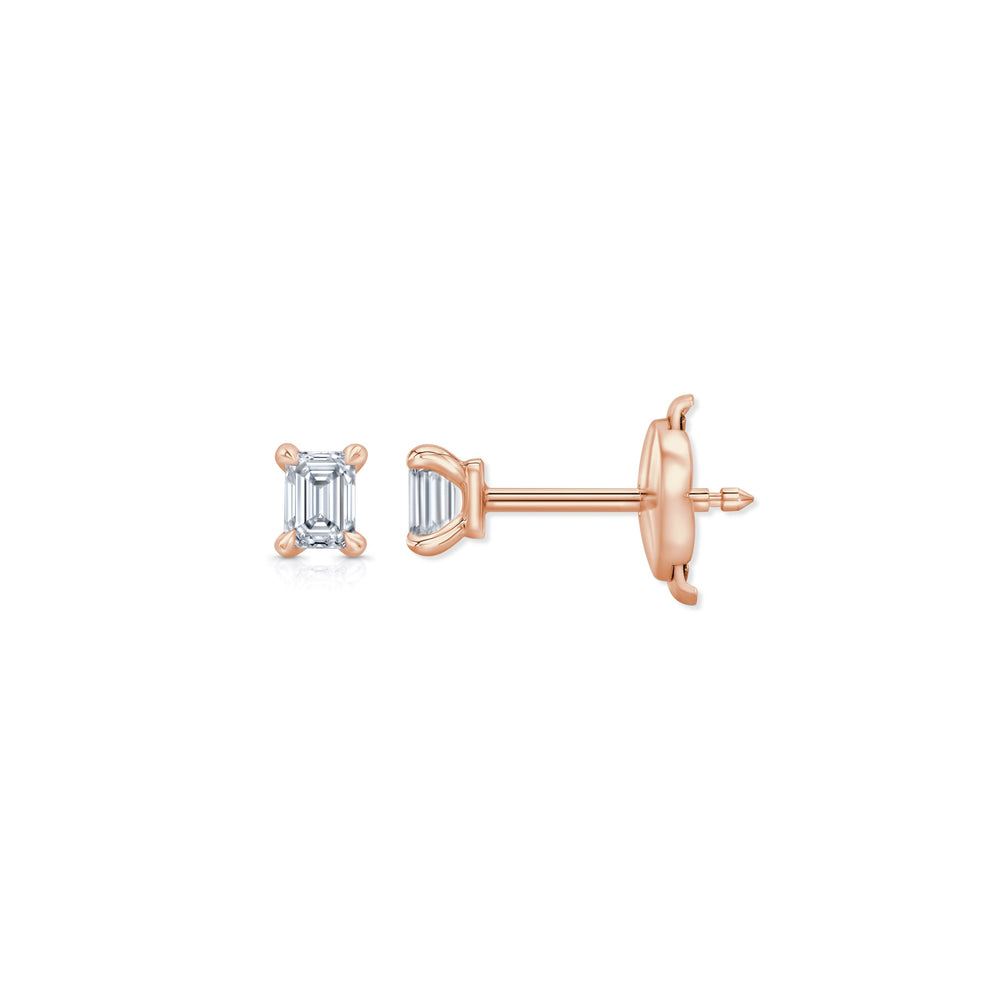 Emerald F-VS1 Lab-Grown Diamond Solitaire Stud Earrings