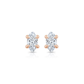 Marquise F-VS1 Lab-Grown Hidden Halo Stud Earrings For Women