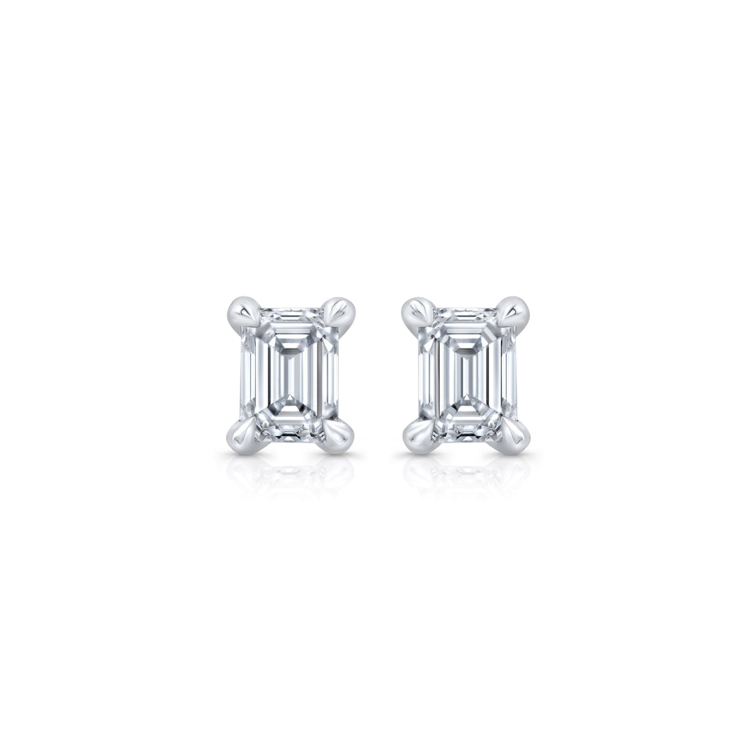 Emerald F-VS1 Lab-Grown Diamond Solitaire Stud Earrings