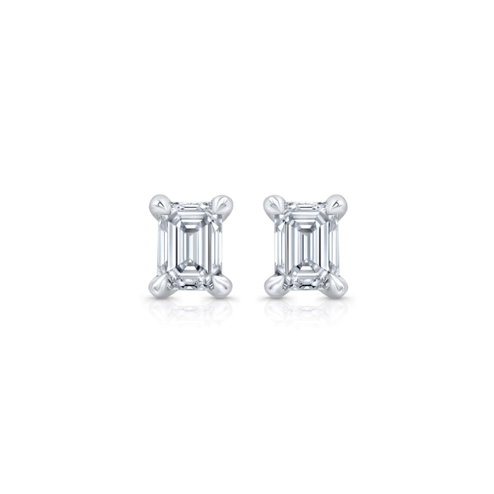 Emerald F-VS1 Lab-Grown Diamond Solitaire Stud Earrings