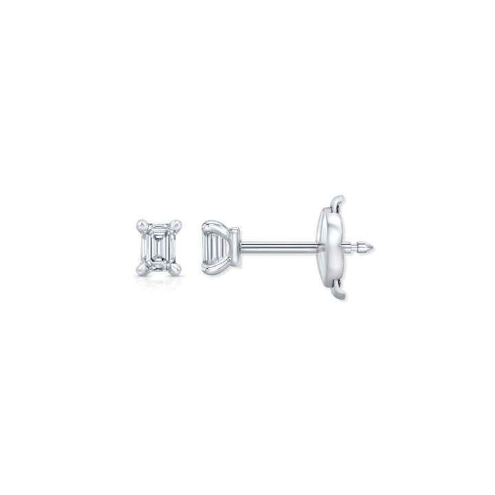 Emerald F-VS1 Lab-Grown Diamond Solitaire Stud Earrings