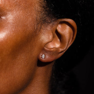 Marquise F-VS1 Lab-Grown Hidden Halo Stud Earrings For Women