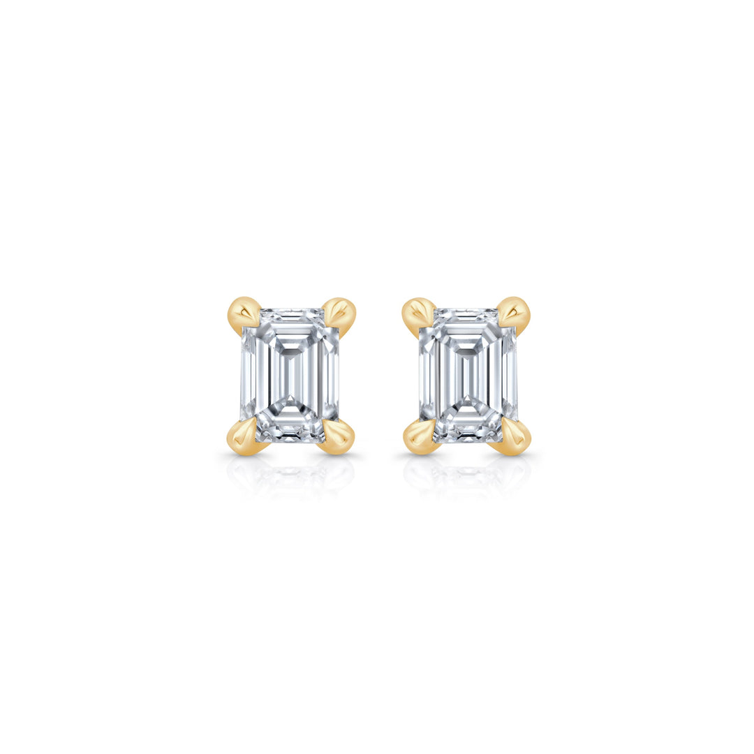 Emerald F-VS1 Lab-Grown Diamond Solitaire Stud Earrings