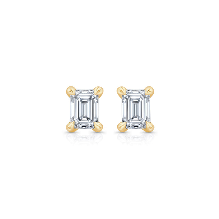 Emerald F-VS1 Lab-Grown Diamond Solitaire Stud Earrings
