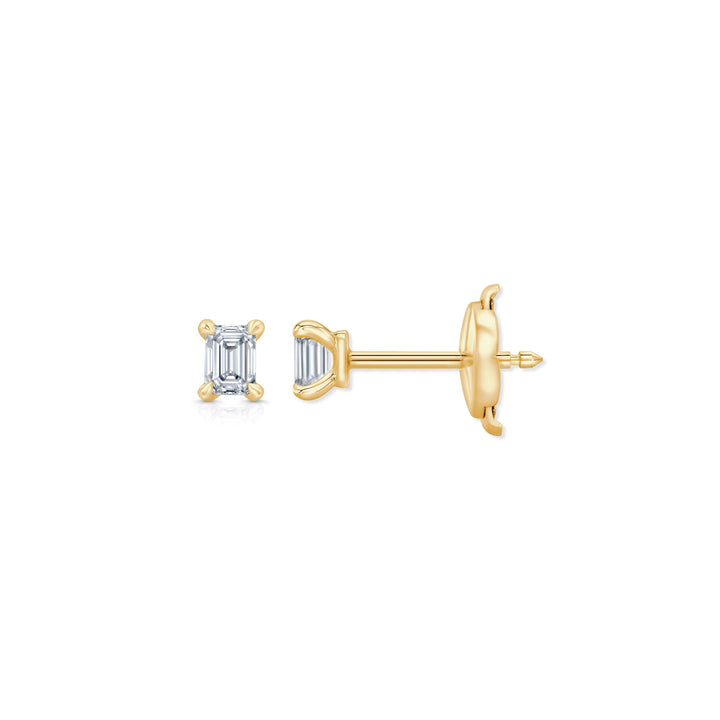 Emerald F-VS1 Lab-Grown Diamond Solitaire Stud Earrings