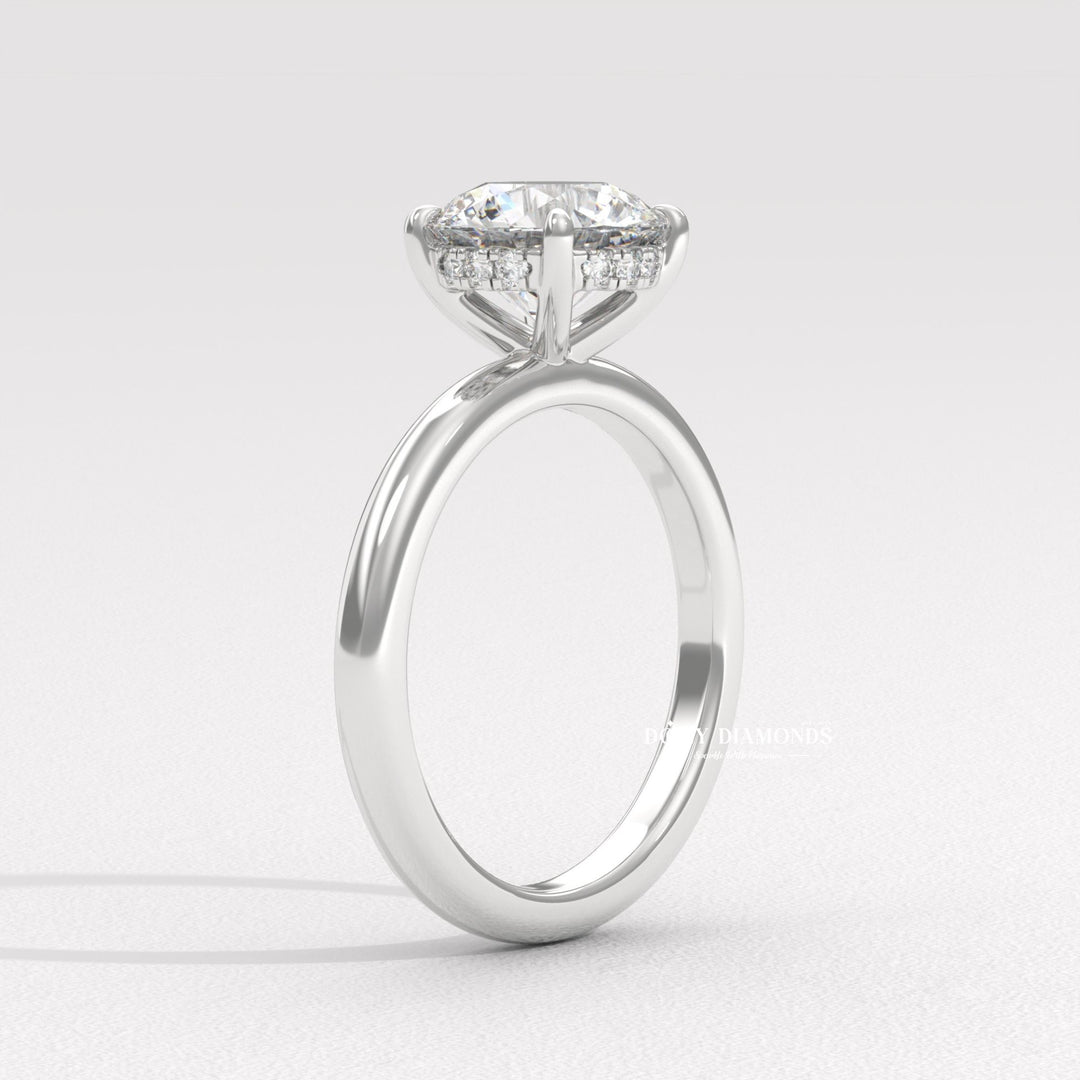 Lab created diamond engagement ring
Hidden halo round diamond ring
Modern hidden halo ring
Subtle halo engagement ring
