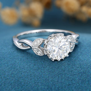 round-shaped-moissanite-milgrain-art-deco-engagement-ring