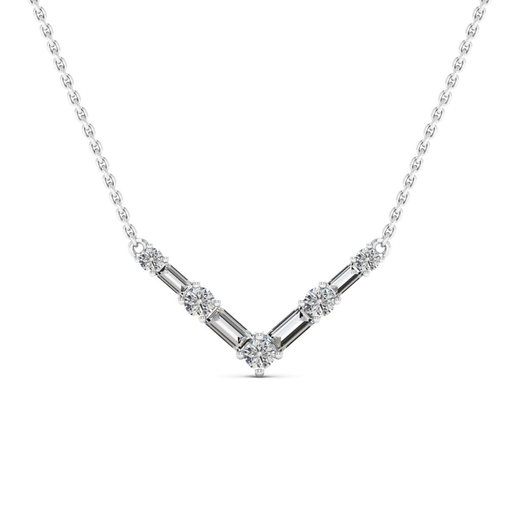 0.68TCW Round Cut Five Stone Diamond Moissanite Necklace For Her