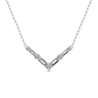 0.68TCW Round Cut Five Stone Diamond Moissanite Necklace For Her