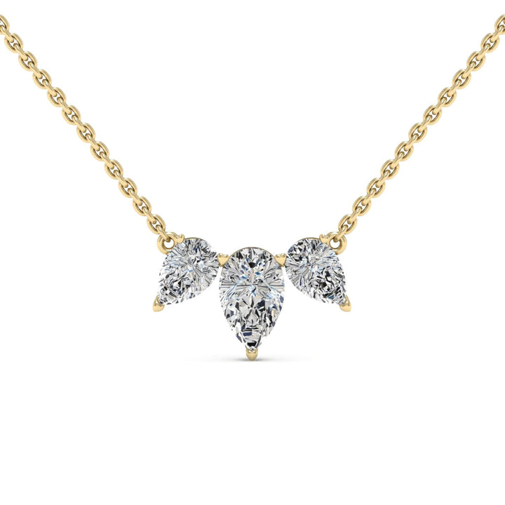1.0CT Pear Cut Three Stone Moissanite Diamond Necklace For Women
