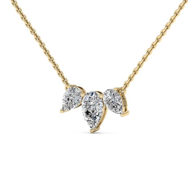 1.0CT Pear Cut Three Stone Moissanite Diamond Necklace For Women