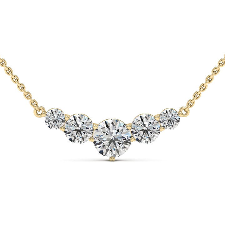 1.0CT Round Cut Moissanite Five Stone Diamond Pendant Necklace For Her