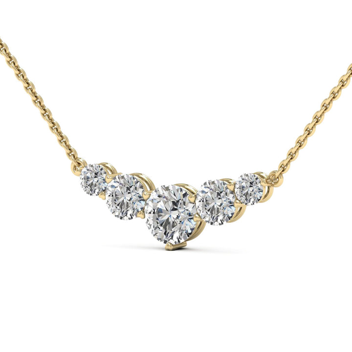 1.0CT Round Cut Moissanite Five Stone Diamond Pendant Necklace For Her