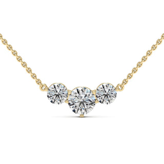 1.0CT Round Cut Three Stone Moissanite Diamond Necklace For Women