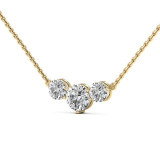 1.0CT Round Cut Three Stone Moissanite Diamond Necklace For Women