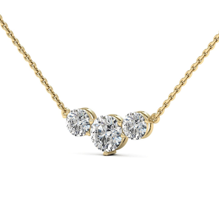 1.0CT Round Cut Three Stone Moissanite Diamond Necklace For Women