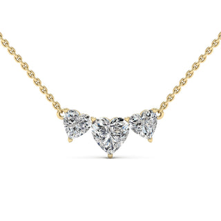 1.0CT Heart Cut Three Stone Diamond Moissanite Necklace For Her