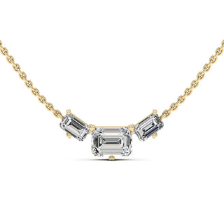 1.0CT Emerald Cut Three Stone Moissanite Diamond Necklace For Women